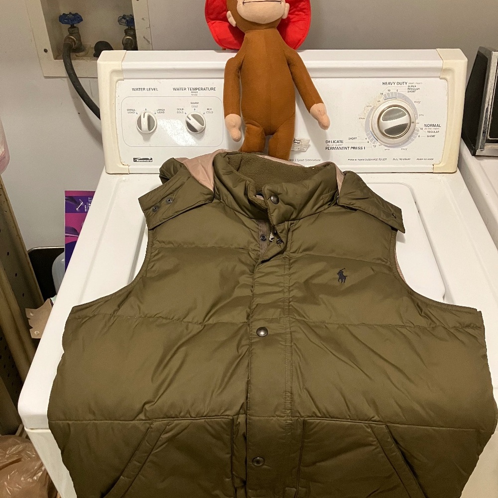 Ralph Lauren Women’s Down Puffer Vest Green Polo Large (16/18) CottageCore